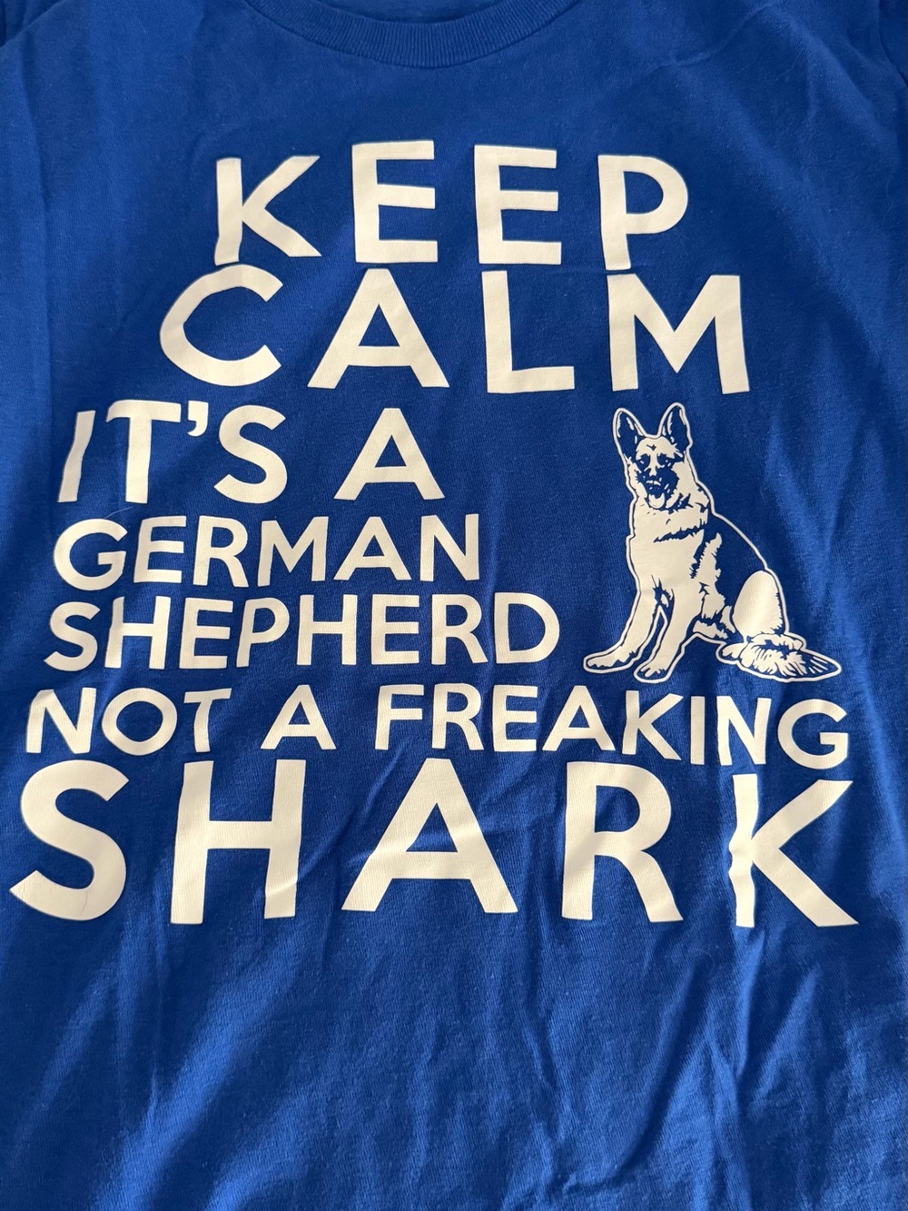 Keep Calm It's a German Shepherd Blue Graphic Dog T-Shirt